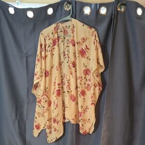Maurices Floral Kimono in Beige and Pink